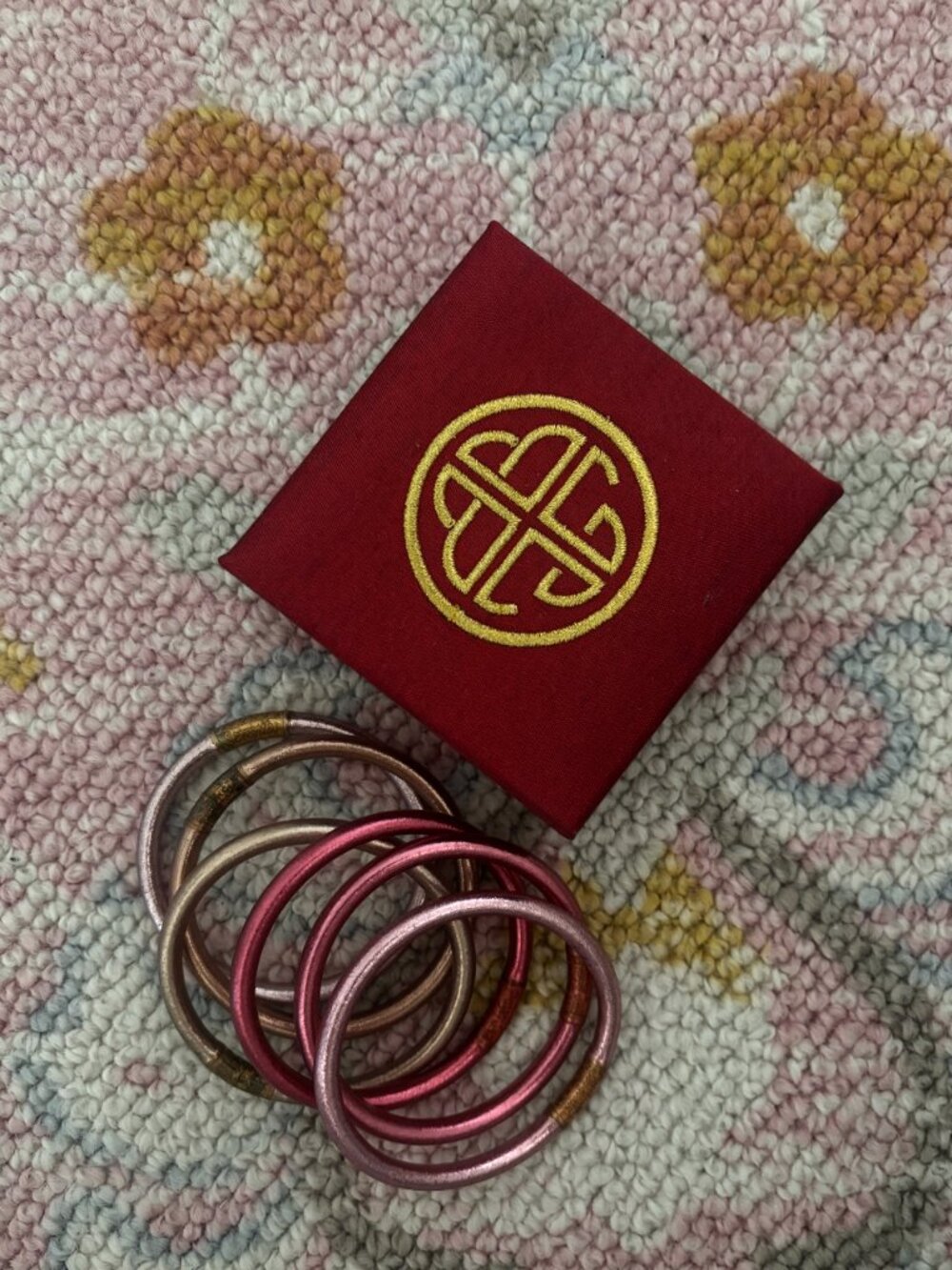 BuDhaGirl | Pink and Gold Assorted All Weather Bangles | Six (6) Bangles